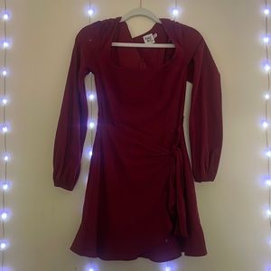 Princess Polly cranberry tie waist dress